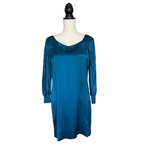 See by Chloe Women's Size 4 Peacock Blue Silk Mini Dress Party Cocktail